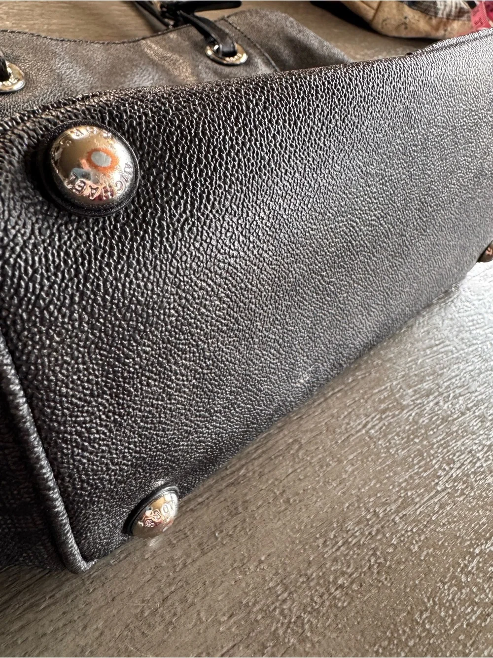 Michael Kors Jet Set East West Tote Shoulder Bag Purse Black Silver Hardware